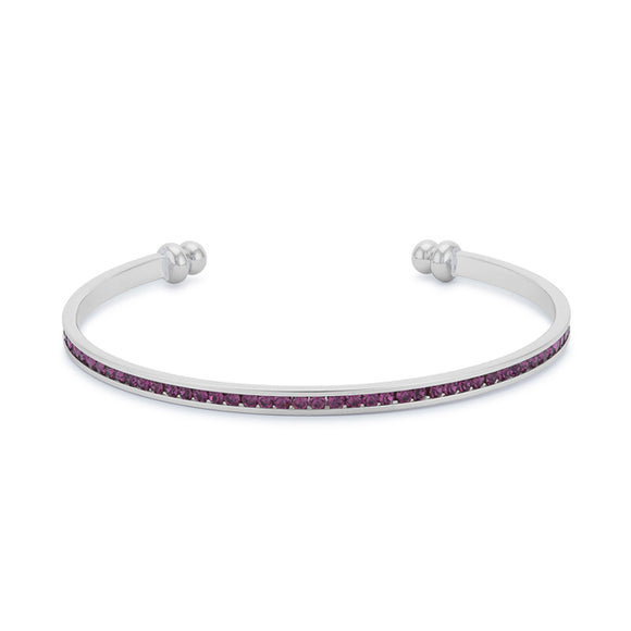 Channel-Set Amethyst Purple Cubic Zirconia Cuff