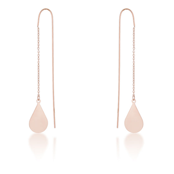 Chloe Rose Gold Stainless Steel Teardrop Threaded Drop Earrings