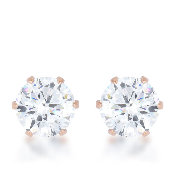 Reign 3.4ct CZ Rose Gold Stainless Steel Stud Earrings