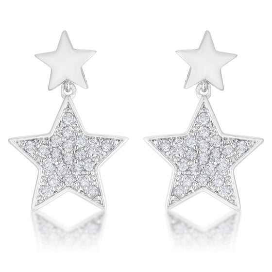 Bianca 0.5ct CZ Rhodium Star Drop Earrings