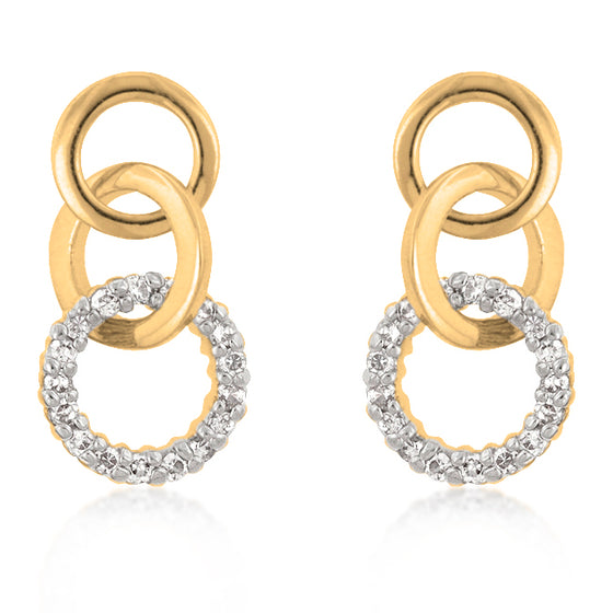 Goldtone Finish Triplet Hooplet Earrings