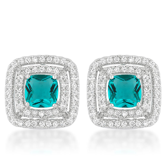 Aqua Halo Stud Earrings