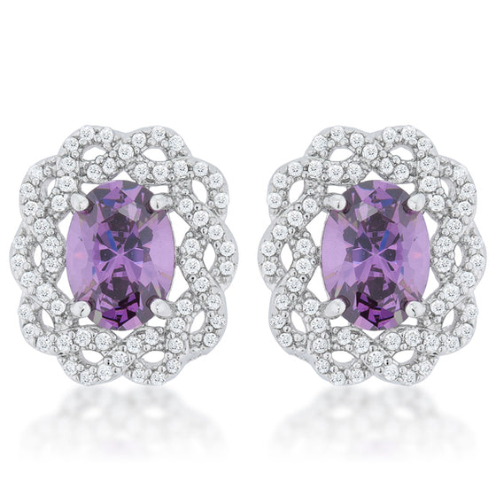 Amethyst Oval Stud Earrings