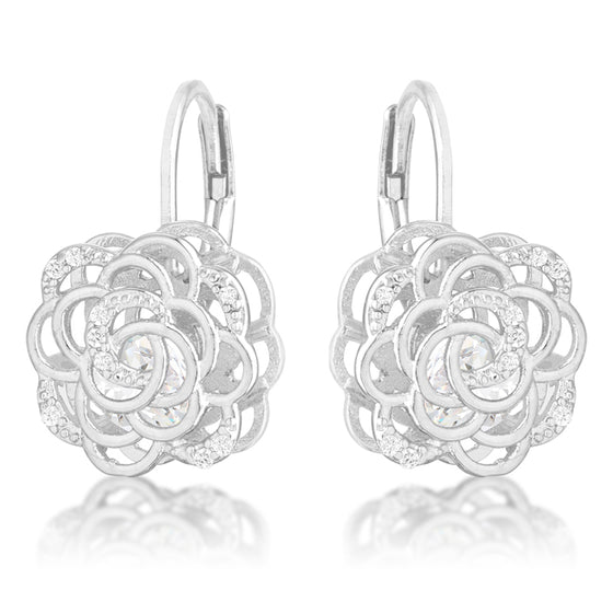Maya 1.5ct CZ Rhodium Rose Drop Earrings