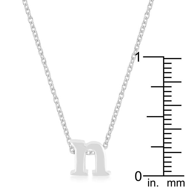 Silvertone Finish Initial N Pendant