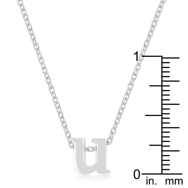 Silvertone Finish Initial U Pendant