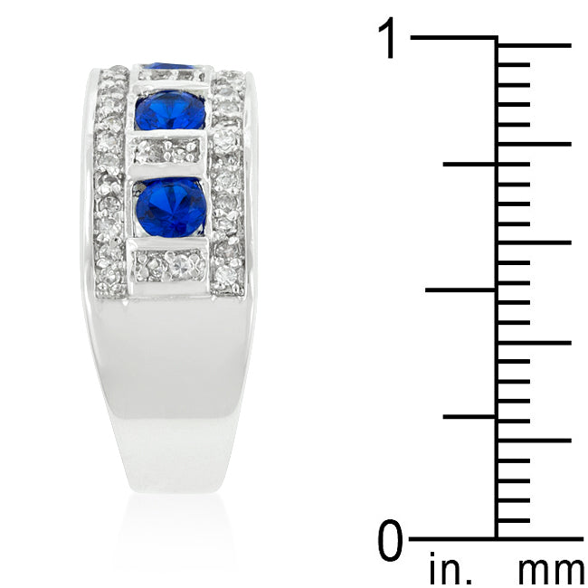 Blue and Clear Encrusted Silvertone Ring