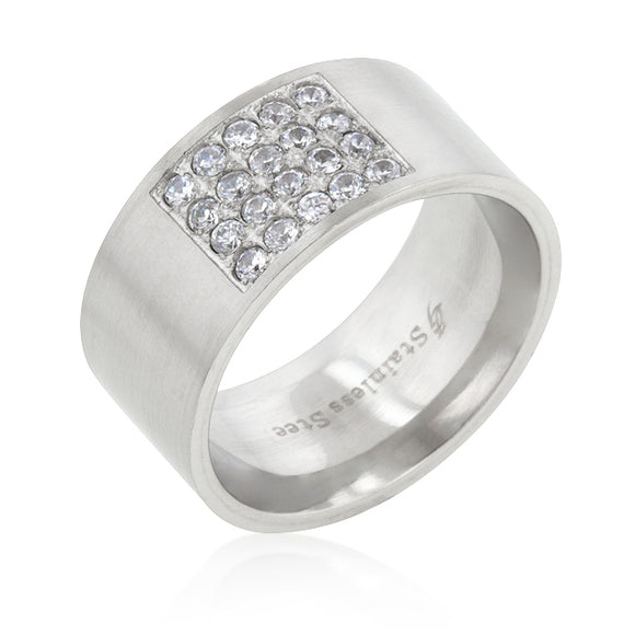 Stainless Steel Pave Cubic Zirconia Men's Ring